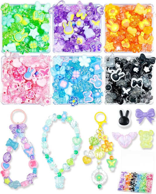 FIVEIZERO 480PCS Assorted Acrylic Beads for Jewelry & Bracelet Making