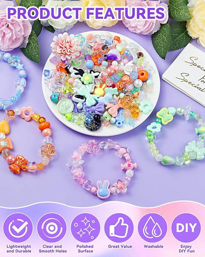 FIVEIZERO 480PCS Assorted Acrylic Beads for Jewelry & Bracelet Making